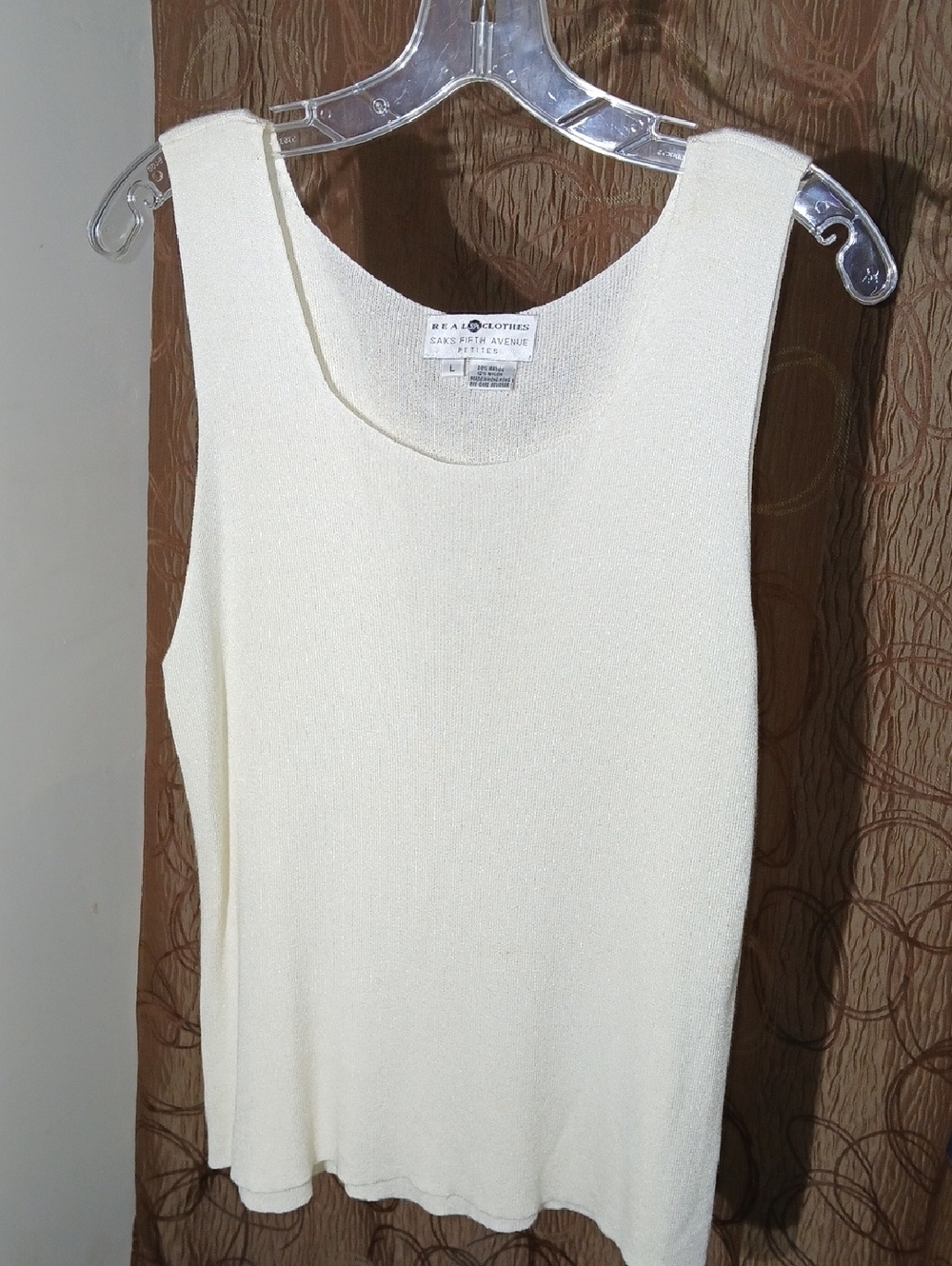 Saks Fifth Avenue Cream Sleeveless Knit Tank